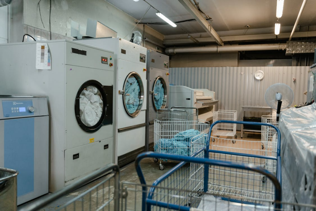 This photo shows a laundry service area.